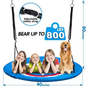 Large Saucer Tree Swing - 40 Inch Saucer Swing with Hanging Straps, 800lb Weight, 900D Oxford Waterproof, Tree Swings for Kids Outdoor Swing for Kids Adults Swing Sets for Backyard, Park, Playground