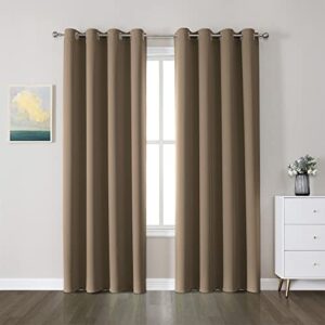 cucraf blackout curtains for bedroom,thermal insulated room darkening grommet window curtains & drapes for living room, khaki, 2 panels, 52 x 84 inch