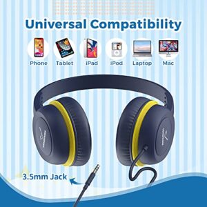 vinamass Kids Headphones, Ear Headphones for Kids, Wired Headphones with Safe Volume Limiter 85dB, Adjustable and Flexible for Kids, Boys, Girls,Suit for School Classroom Students Teens Children