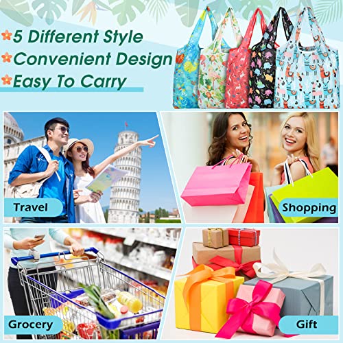 15 Pack Reusable Grocery Bags 50LBS Foldable Grocery Shopping Bags Nylon Tote Washable Bag with Handles Large Waterproof Tote()