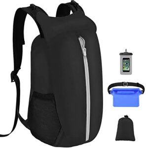 waterproof floating dry bag backpack: 20l lightweight kayak gear drybag - float rolltop outdoor storage pouch pack for swim beach kayaking boating rafting black