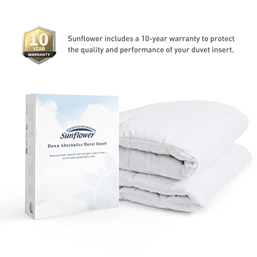 Duvet Insert Queen Size-100% Cotton Comforter Down Alternative White-Quilted Lightweight Duvet Insert Thin Soft Breathable with Silver Trim and 8 Tabs