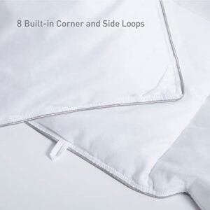 Duvet Insert Queen Size-100% Cotton Comforter Down Alternative White-Quilted Lightweight Duvet Insert Thin Soft Breathable with Silver Trim and 8 Tabs