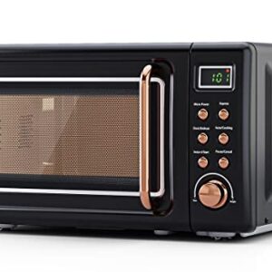 SIMOE Countertop Microwave Oven, 0.7 Cu Ft 700W Retro Small Microwave with 8 Auto-cooking Set & 10 Inch Removable Turntable, Compact Microwave w/Defrost, Child Lock, Timer, 5 Micro Power, LED Lighting