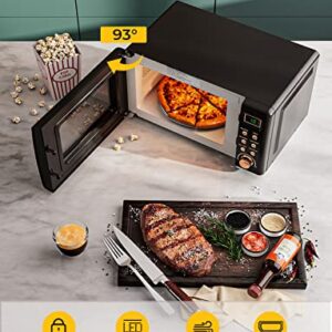 SIMOE Countertop Microwave Oven, 0.7 Cu Ft 700W Retro Small Microwave with 8 Auto-cooking Set & 10 Inch Removable Turntable, Compact Microwave w/Defrost, Child Lock, Timer, 5 Micro Power, LED Lighting