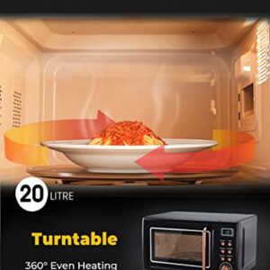 SIMOE Countertop Microwave Oven, 0.7 Cu Ft 700W Retro Small Microwave with 8 Auto-cooking Set & 10 Inch Removable Turntable, Compact Microwave w/Defrost, Child Lock, Timer, 5 Micro Power, LED Lighting