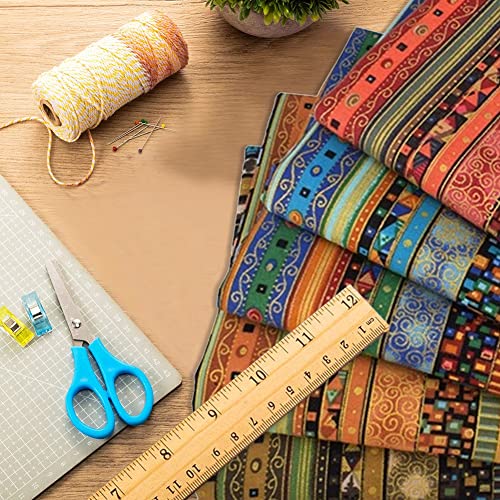 Gigicloud 5 Pcs/Set Fat Quarters Fabric Bundles, Colored Printing Fabrics Ethnic Style Pattern Cotton Fabric Quilting Squares Handmade Patchwork Quarter Sheets Set for Sewing, 10 x 8 inch