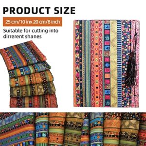 Gigicloud 5 Pcs/Set Fat Quarters Fabric Bundles, Colored Printing Fabrics Ethnic Style Pattern Cotton Fabric Quilting Squares Handmade Patchwork Quarter Sheets Set for Sewing, 10 x 8 inch