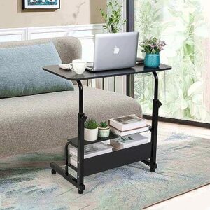 Corner Desk for Small Space Rolling Desk Mobile Computer Desk Home Office Study Desk Portable Desk for Bedrooms Work Desk Adjustable Writing Desk with Storage Gaming Table Size 31.5x15.7 in Black