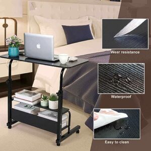 Corner Desk for Small Space Rolling Desk Mobile Computer Desk Home Office Study Desk Portable Desk for Bedrooms Work Desk Adjustable Writing Desk with Storage Gaming Table Size 31.5x15.7 in Black