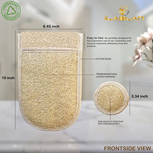 Loofah Exfoliating Body Scrubber, Face Exfoliator Pad, Loufa Glove, Dual Side, Luffa for Women and Men, Loofa, Bath Sponge, Shower Mitt, Feel The Naturalness (Pack of 1)