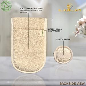 Loofah Exfoliating Body Scrubber, Face Exfoliator Pad, Loufa Glove, Dual Side, Luffa for Women and Men, Loofa, Bath Sponge, Shower Mitt, Feel The Naturalness (Pack of 1)