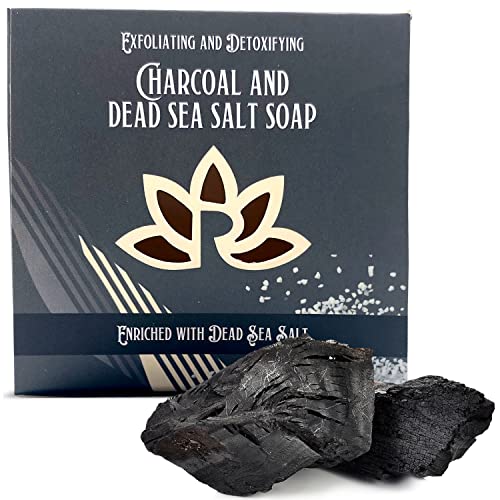 Relaxcation MEN SOAP WITH CHARCOAL, DEAD SEA SALT, OLIVE OIL, AND COCONUT OIL - MIX of whiskey, tobacco, leather, (Black Soap)