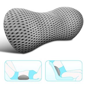 lumbar support pillow - memory foam for low back pain relief, ergonomic streamline car seat, office chair, recliner and bed