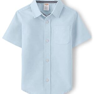 Gymboree Boys and Toddler Short Sleeve Button Up Dress Shirt, Cloudless, 6