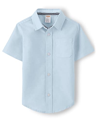 Gymboree Boys and Toddler Short Sleeve Button Up Dress Shirt, Cloudless, 6