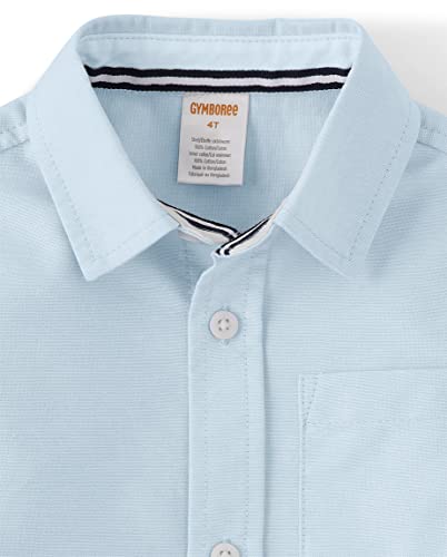 Gymboree Boys and Toddler Short Sleeve Button Up Dress Shirt, Cloudless, 6