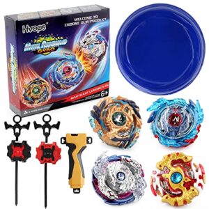 bey battling spinning top for kids boys ages 6+, battling game toys, high performance tops with launcher and grip starter, gyro toy set gift packed in storage case includes 4 burst gyros