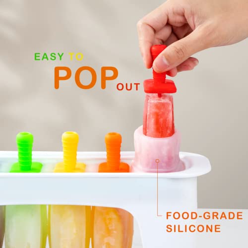 Rainbow Popsicle Molds, Silicone Ice Pop Molds, Popsicle Maker, Easy Release Silicone Ice Cream Popsicle Molds, Reusable Popsicle Molds for Kids, Large Popsicle Molds, BPA Free