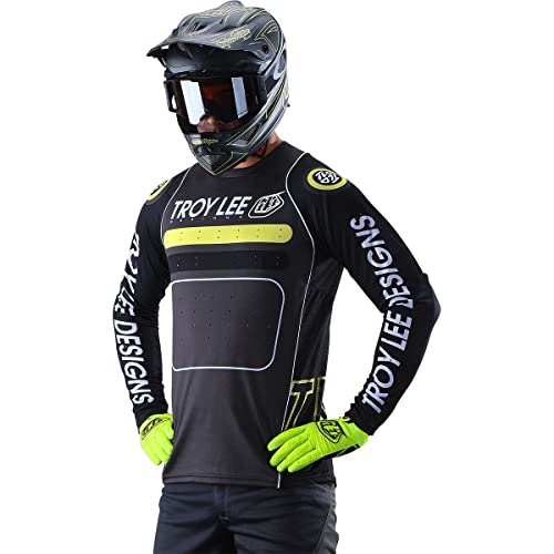 Troy Lee Designs Cycling MTB Bicycle Mountain Bike Jersey Shirt for Men, Sprint Jersey Drop in (Black/Green, Large)