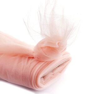 54" by 25 yards premium tulle fabric bolt for crafts, weddings, party decorations, gifts - blush pink