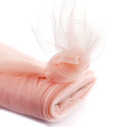 54" by 25 Yards Premium Tulle Fabric Bolt for Crafts, Weddings, Party Decorations, Gifts - Blush Pink