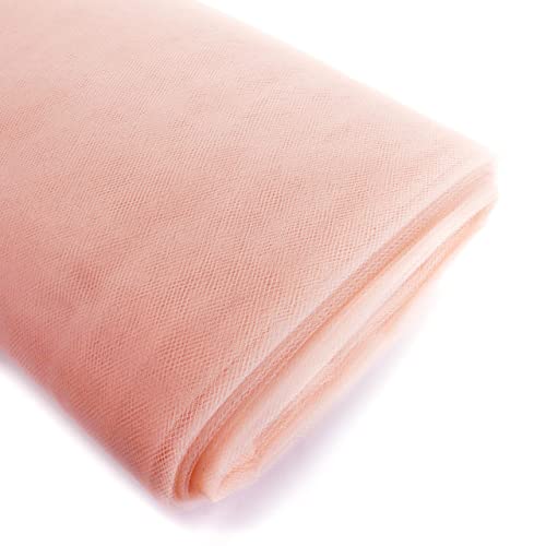 54" by 25 Yards Premium Tulle Fabric Bolt for Crafts, Weddings, Party Decorations, Gifts - Blush Pink