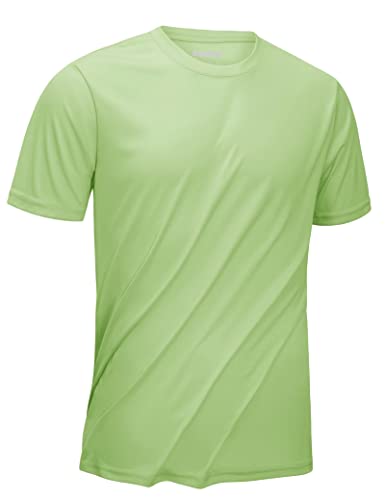 KEFITEVD Men's Hiking Shirts Short Shirts UPF 50+ Sun Protection Shirts Dry Fit Moisture Wicking T-Shirts for Workout,Travel,Camping Light Green