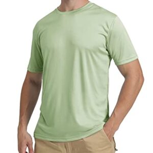 KEFITEVD Men's Hiking Shirts Short Shirts UPF 50+ Sun Protection Shirts Dry Fit Moisture Wicking T-Shirts for Workout,Travel,Camping Light Green