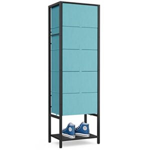 cubicubi dresser for bedroom, tall dresser with 5 drawers oxford fabric dresser, storage tower organizer for closet, hallway, living room, college dorm, steel frame, wood top, tiffany blue
