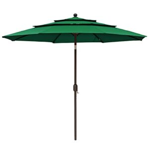 aoodor patio umbrella 10 ft dining table outdoor market umbrella 3 tier - green