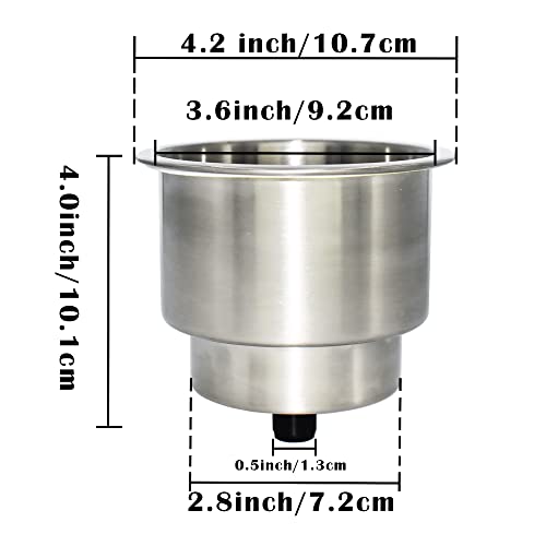 Yuanhe Stainless Steel Cup Drink Holder Insert with Drain for Marine Boat RV Camper, 6PCS