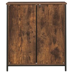 WEENFON Storage Cabinet, Floor Storage Cabinet with 2 Large Drawers, Accent Cabinet with 2 Barn Doors, Sideboard Cabinet for Living Room, Entryway, Kitchen, Industrial, Rustic Brown