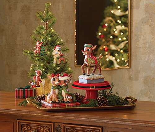 Enesco Jim Shore Rudolph The Red-Nosed Reindeer and Clarice Figurine, 5.31 Inch, Multicolor