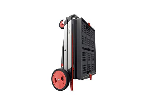 CLAX® Multi Use Functional Collapsible Carts | Mobile Folding Trolley | Storage Cart Wagon | Shopping Cart with 2 Storage Crates (Red)