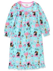 barbie girls flannel granny gown nightgown pajamas (8, turquoise)