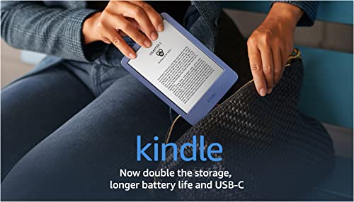 Kindle (2022 release) – The lightest and most compact Kindle, now with a 6” 300 ppi high-resolution display, and 2x the storage - Denim