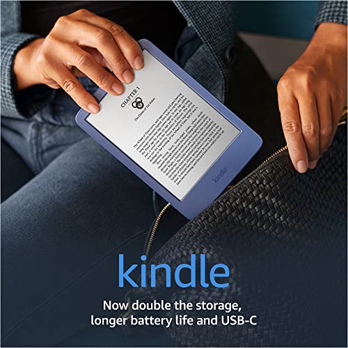 Kindle (2022 release) – The lightest and most compact Kindle, now with a 6” 300 ppi high-resolution display, and 2x the storage - Denim