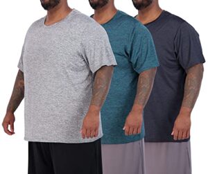 3 pack: men’s big and tall tech stretch short sleeve crew quick dry fit t-shirt wicking active athletic gym top size clothes lounge sleep running essentials basketball workout tee- set 9, 4xlt