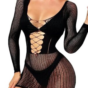 Buitifo Womens Lingerie Dress One Piece Babydoll Nightwear Party Clubwear Bodycon Mini Dresses (BlackD4,One Size)