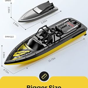 SYMA RC Boat for Adults and Kids, Q12 2.4GHz 1:28 Scale High-Speed Remote Control Boat with 40 Mins Play Time, Dual Motors, 2 Batteries, Low Battery Reminder, Gift Toys for Boys Girls