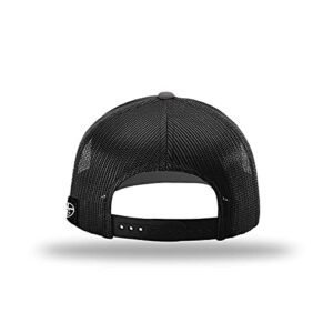 Our True God Faith Over Fear Back Mesh Hat Christian Inspirational Gift Baseball Cap (Charcoal Front Black Mesh) Medium-Large