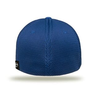 Our True God Faith Over Fear Leather Patch Flexfit Hat - Baseball Cap Men Breathable Flex Fit Ultrafibre Airmesh Fitted Cap (Royal Blue, Small-Medium, m)