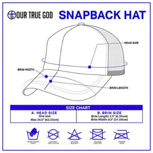 Our True God Faith Over Fear Leather Patch Back Mesh Hat Christian Motivational Baseball Cap (Charcoal Front/Black Mesh), Medium-Large