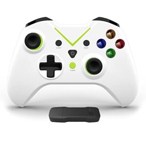 gina joyfurno wireless controller compatible with xbox one, xbox series s/x/360/pc/ps3/windows 7/8/10/11, built-in dual vibration with 2.4ghz connection, usb charging, led backlight (green)