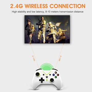 Gina Joyfurno Wireless Controller Compatible with Xbox One, Xbox Series S/X/360/PC/PS3/Windows 7/8/10/11, Built-in Dual Vibration with 2.4GHz Connection, USB Charging, LED Backlight (Green)