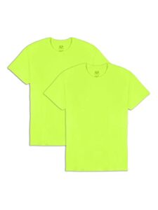fruit of the loom men's eversoft cotton t-shirts (s-4xl), crew-2 pack-safety green, large