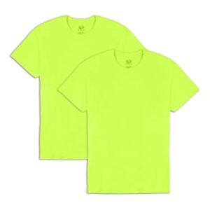 Fruit of the Loom Men's Eversoft Cotton T-Shirts (S-4XL), Crew-2 Pack-Safety Green, Large