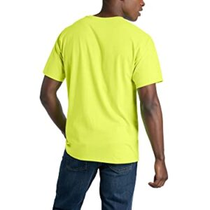 Fruit of the Loom Men's Eversoft Cotton T-Shirts (S-4XL), Crew-2 Pack-Safety Green, Large