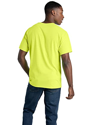 Fruit of the Loom Men's Eversoft Cotton T-Shirts (S-4XL), Crew-2 Pack-Safety Green, Large